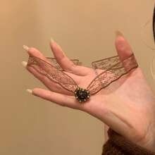 Vintage Coffee Color Heart Lace Choker Necklace For Women Autumn Winter Pure Desire Style Neck Chain AccessoryElegant And Exquisite In Design, Suitable For Daily Wear Or Dating Occasions, With Excellent Wearing Effect. - 項鍊1522 - 查看 4