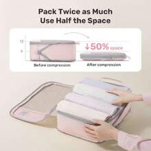 Compression Pacubes For Travel, Weight 6 Set Bags Cruise Must Haves For Luggage Carry On Suitcase And Clothes Organizer, Durable Vacation Essentials And Accessories Gifts For Women And Men,39303036 - 灰色 - 查看 2