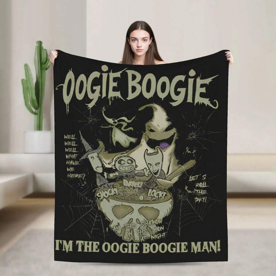 Nightmare Before Christmas Pumpkin King Fleece Throw Blanket  Home Knitted Blanket Outdoor Warm Multifunction(13).Jpg - 白色 - 查看 1