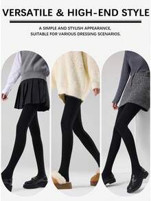 220g Thermal Lined Thickened Women's Leggings Black Thermal Tights Suitable For 5-15℃ - Black - View 7