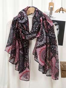 1pc New Fashionable Versatile Elegant Lightweight Printed Satin Scarf, Suitable For Spring And Autumn - Retro Windproof Headscarf, Hair Wrap - Soft And Lightweight, Printed Beach Scarf, New Multifunctional Women Accessory - Multicolor - View 7