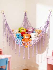 1个紫色转角挂网，波西米亚风格收纳转角挂架，用于展示物品，适合女孩房装饰、迎婴派对、性别揭晓派对 - 紫色 - 查看 10