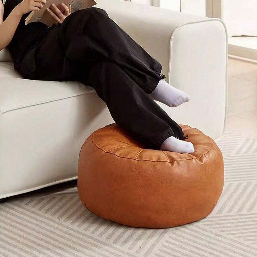 Pumpkin Shaped Storage Ottoman, Footstool, Sofa Seat Cushion - Multicolor - View 1