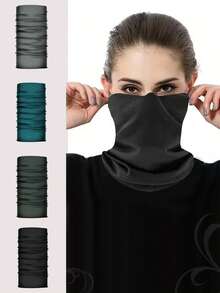 一套男女通用冬季抓绒头套和手套套装 - 防紫外线、轻便、防风、透气、弹力，适合滑雪、骑行和摩托车骑行 - 彩色 - 查看 1