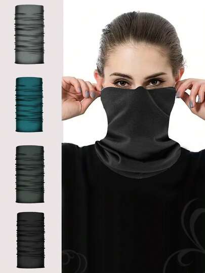 1 Set Unisex Winter Fleece Balaclava & Gloves Kit - UV Protection, Lightweight, Windproof, Breathable & Stretchable For Skiing, Cycling & Motorcycling