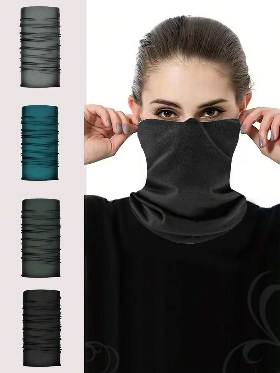 一套男女通用冬季抓绒头套和手套套装 - 防紫外线、轻便、防风、透气、弹力，适合滑雪、骑行和摩托车骑行 - 彩色 - 查看 1