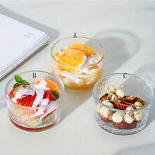 1pc 220ml Transparent Glass Dessert/Pudding/Salad Bowl - Clear - View 1