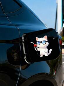 Cute Pet Fashion Glasses Cat Creative Car Sticker, Colorful Ink Splash Effect, Adorable Pattern, Easy To Apply And Not Easy To Fall Off, Cover Blemishes And Prevent Scratches, Suitable For Cars, Gas Tanks, Smooth Surfaces, Daily Use - Cartoon - View 7