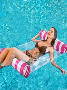 Ensemble de 5 pièces de hamac/chaise gonflable pour adulte - Fabriqué en PVC durable, ce lit flottant gonflable à rayures pliable est parfait pour les fêtes de piscine et les cadeaux d'été; un essentiel de l'été. - Multicolore - Voir 10