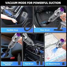 Portable Handheld Vacuum Cleaner 18000PA High-Power Mini Vacuum Cleaner, 4-In-1 Compressor Air Pump Dust Blower, Equipped With Brushless Motor And LED Display Screen, Suitable For Car, Home, Office, Camping, Computer Keyboard, Laptop Dust Removal Tools - Silver and Purple - View 3