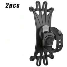 2个通用自行车手机支架，360°旋转硅胶支架，兼容4英寸或6.5英寸手机，安装简便，兼容和安卓手机，生日礼物，送给家人、朋友的礼物，浴室手机支架，手机配件，粘性支架 - 黑色 - 查看 8