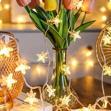 1串LED水晶星形灯串，电池供电，闪烁星形灯，适用于卧室、宿舍、帐篷、婚礼、派对、情人节、感恩节、开斋节等节日装饰（不含电池） - 星星 - 查看 2