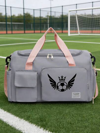 1pc Football Print Sports Drawstring Bag, Suitable For Football Training; Large Capacity Short-Trip Travel Bag, Sports Bag For Storing Luggage And Weekend Travel, Travel Organizer, Airport Travel Clothes, Travel Supplies, Luggage Bag, Christmas Gift, Creative Gift For Men, Gift For Boyfriend, Father, Birthday Gift For Men, Fitness Bag, Sports Bag, Training Bag, School Bag, School Accessories, School Supplies