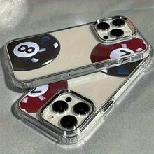 Black 8-Ball TPU Protective Case, Shockproof Mobile Phone Cover, Suitable For IPhone 17/17 Pro/17 Pro Max, 16/16 Plus/16 Pro/16 Pro Max, 15/15 Plus/15 Pro/15 Pro Max, 14/14 Plus/14 Pro/14 Pro Max, 13/13 Pro/13 Pro Max, 12/12 Pro/12 Pro Max, 11/11 Pro/11 Pro Max, Easter Gift Idea Protective Phone Cover Full Body Drop Protection, Models, Scratch-Resistant Transparent Shell  Leather-Pattern Phone Case For IPhone, Shockproof With Anti-Slip Grip - 1pc - 查看 3