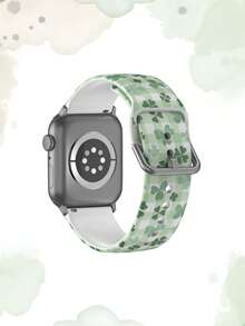 1条柔软弹性透气浅绿色格子四叶草表带，尺寸可选38mm、40mm、41mm、45mm、44mm、42mm、49mm，时尚休闲多色硅胶表带，兼容 Ultra系列S10/SE/9/8/7/6/5/4/3/2/1智能手表配件 - 彩色 - 查看 2