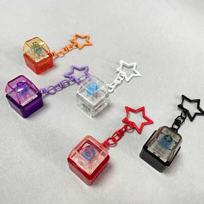 Mechanical Keyboard Key Pressing Stress Relief Toy, PC Cap Finger Pinching Keychain, Simulated Typing ASMR Sound Toy, Office/Student Desk Stress Relief Toy