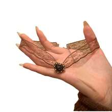 Vintage Coffee Color Heart Lace Choker Necklace For Women Autumn Winter Pure Desire Style Neck Chain AccessoryElegant And Exquisite In Design, Suitable For Daily Wear Or Dating Occasions, With Excellent Wearing Effect. - 項鍊1522 - 查看 5