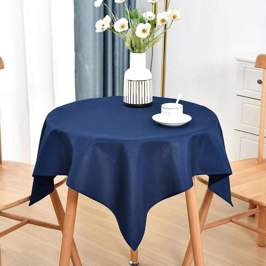 Mantel cuadrado pequeño de 36x36 pulgadas de tela de poliéster, mantel de mesa lateral sólido azul marino de alta resistencia, cubierta de mesa auxiliar lavable para comedor, hogar y fiestas - Cuadrado azul marino de 36 x 36 pulgadas - Ver 1