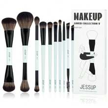 CYPNJessup Juego de Brochas de Maquillaje 10pcs Brochas Maquillaje de Doble Punta para BaseContorno Rubor Mezcla Sombra de Ojos Delineador de Ojos Pincele Corrector de Cejas Cian Brillante T500Fashion - 224173193 - Ver 1