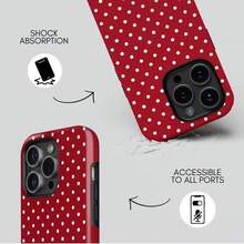 Red Polka Dot  Case, Suitable For 17 ProMax, 16Pro, 15, 14, 13, 12,  25 Ultra Plus, 24, 23, 22 Phone Cases, Double-Layer Protective Case, Smartphone Case, A Gift For Girls MLU6 - màu đen - Xem 8