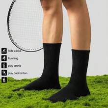 4 Pairs Men's Socks, Autumn/Winter Mid-Calf Socks, Spring/Summer Versatile Long Socks, Odor-Resistant Moisture-Wicking Breathable Sports Socks, Casual Daily Wear Long Socks - Black and White - View 3