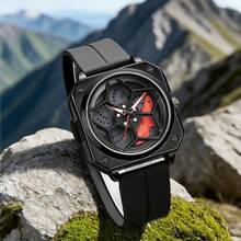 1PC 原装旋转男士手表，黑色时尚硅胶表带，运动男士腕表，3巴石英机芯，顶级男士手表 - 均碼 - 查看 11
