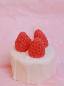1pc Strawberry Cake Scented Candle, Creative Birthday Gift Decor, Birthday Fragrance Candle, Candle, Gift, Home Decor, Wedding, Wedding Decor, Birthday Decor, Birthday Candle, Decoration, Graduation Season - White - View 5
