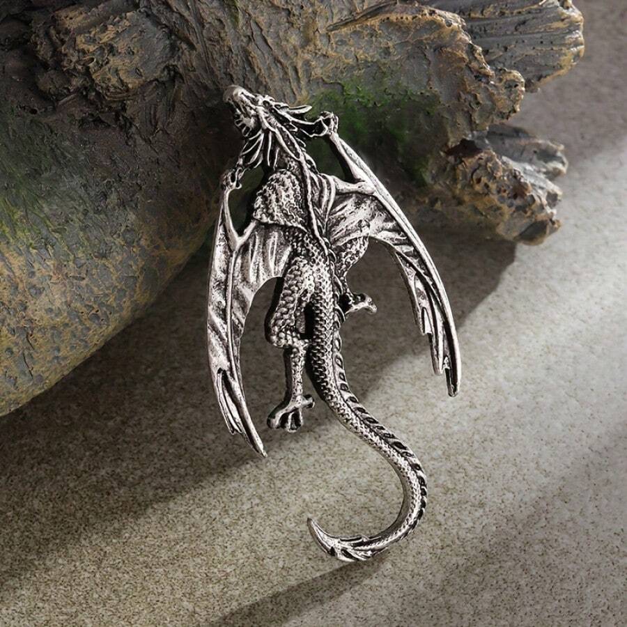 1pc Retro Domineering Dragon Brooch, Great Gift, For Men And Women Clothing Bag Backpack, Banquet Party Festival Performance - 1 - 查看 1
