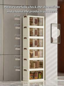 5-Layer Stackable Plastic Storage Box With Lid - Wardrobe Organizer Cabinet, 32-Inch Wide Foldable Box, Collapsible Storage Container, Craft Organizer Box, Suitable For Home, Pantry, Office, Dorm (No Wheels) - Transparent - View 8