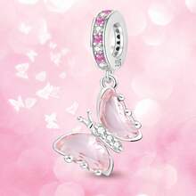 1 hạt hình bướm bằng bạc 925, thích hợp để làm vòng tay, lắc tay, trang sức DIY và đeo hàng ngày cho nữ, phù hợp cho các bạn gái. - Con bướm nạm kim cương - Xem 8