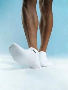 1双/3双/10双/15双加大码男女通用袜子，运动袜，时尚袜子，透气，白色/黑色/灰色短袜，纯色简约风格，适合日常休闲穿着 - 彩色 - 查看 4