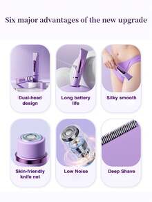 GENAI 女士电动体毛修剪器，双头可充电式脱毛器，适用于腋下、腿部、手臂和比基尼部位 - 彩色 - 查看 8