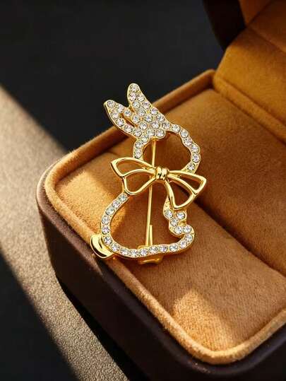 1 pieza Nuevo broche de conejo lindo con caja de regalo, adecuado para el Día de San Valentín y Pascua, e ideal para regalar durante las cuatro estaciones