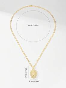 1pc Classic European Style Copper Inlaid Zirconia Sunflower Guadalupe Virgin Mary Pendant Necklace, Limited Edition, Suitable For Christmas/Thanksgiving/Halloween/Mother's/Valentine's Day Gifts, Catholic First Communion, Everyday Wear And Prayer - Yellow Gold - View 6