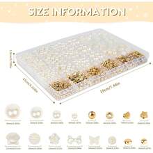 DIY Pearl Polymer Clay Letter Bead Set, 24 Grids, Approx. 1400pcs, Elegant White Series, Acrylic Round/Heart Shaped Metal Pendant, Daisy Flower Oil Drop Metal Pendant, 24 Grids Multi-Style Multi-Size Combination Set, Beading Tools, Handmade Jewelry Making Materials For Bracelet And Necklace - White Suit - View 11