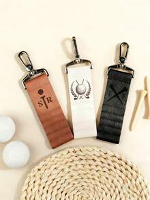 1pc Personalized Golf Ball Display Case With Customizable Engraved Label, Leather Material, Golf Ball Display Case, Golf Ball Display Label, Men's Gift, Christmas Gift - Golf Peg Keychain - View 5