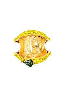 Super Mini Lemon Shape Rhinestone Evening Bag For Bridal Luxury Diamond Clutch Purses Wedding Party Crystal Handbags Prom Pouch - Yellow - View 9