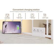 Cama diurna con litera, cama gemela con litera metálica y estación de carga con luces LED, marco de cama convertible con litera extraíble para sala de estar, habitación de invitados, apartamento, espacios pequeños - Blanco - Ver 4