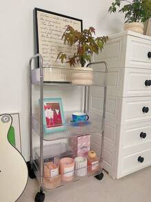 1pc Multi-Layer Acrylic Storage Rack With Wheels, Multifunctional Mobile Storage Cart, Large Capacity Bathroom Organizer, Cosmetic Organizer, Multi-Tier Design Saves Space, Bottom With 360° Swivel Casters, Easy Assembly - Transparent - View 8