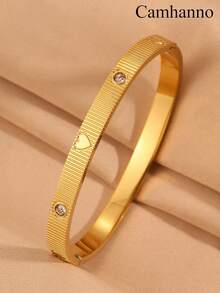 Camhanno 1/5 chiếc vòng tay nữ bằng thép không gỉ mạ vàng tinh tế và thời trang, phụ kiện đeo nhiều lớp đa năng và sang trọng. - Nhiều màu - Xem 9