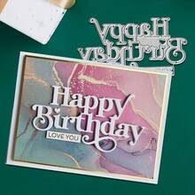 1pc Happy Birthday Metal Cutting Die, Suitable For Scrapbooking, Embossing, Handmade Card Making, Gift Card Crafting - Silver - View 6