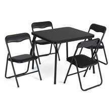 Juego de 5 mesas y sillas Plegables tapizadas, Juego de Mesa y sillas Plegables con Marco de Metal portátil, Juego de Mesa y sillas para Comer, Leer, Jugar - Negro - Ver 7