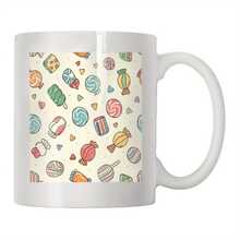 1pc 11oz Double-Sided Candy Illustration Ceramic Coffee Mug - Colorful Novelty Design, Unique Birthday Holiday Gifts Women Men Him Her, Festive Drinkware, Playful Kitchenware, Vibrant Print Quality - White - View 7
