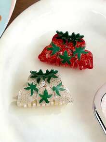 1pc Cute Fresh Strawberry Vinegar Acetic Acid Hair Claw, Simple Versatile Hairclip Suitable For Daily And Party Occasions - Multicolor - View 1