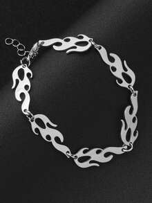 1pc Punk Flame Bracelet, Punk Hip Hop Style Bracelet, Suitable For Men, Holiday Gift - Flame Bracelet - View 2