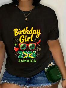 Jamaica Girls Trip 2025 Birthday Crew Jamaica Girl Party T-Shirt Women'S Men'S Graphic Tee Causal Tops - 黑色 - 查看 10