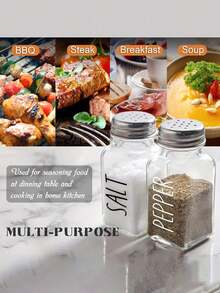 2.7oz Dopeca Glass Salt And Pepper Shaker Set, Transparent Salt Jar With Stainless Steel Lid, Salt And Pepper Shaker Set For Kitchen Or Dining, Easy To Refill - Multicolor - View 6