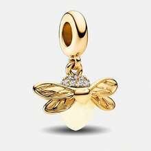 1 mặt dây chuyền hình đom đóm bằng bạc sterling 925 sáng bóng, thích hợp để làm vòng tay, lắc tay, trang sức DIY và trang phục hàng ngày cho nữ, một phụ kiện lý tưởng cho các cô gái. - Đom đóm lấp lánh - Xem 4