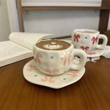 Tasse en céramique peinte à la main avec soucoupe, tasse à café, tasse à thé pour la maison/le bureau, convient pour le jus, le lait, le café - cadeau d'anniversaire et de fête, cadeau pour la famille, cadeau pour lui, service de tasses à café en céramique - Choix multiple - Voir 10