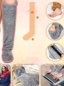 1 Pair Thick Down Leg Warmers, Knee Pads, Long Tube Floor Socks And Foot Warmers - Multicolor - View 8